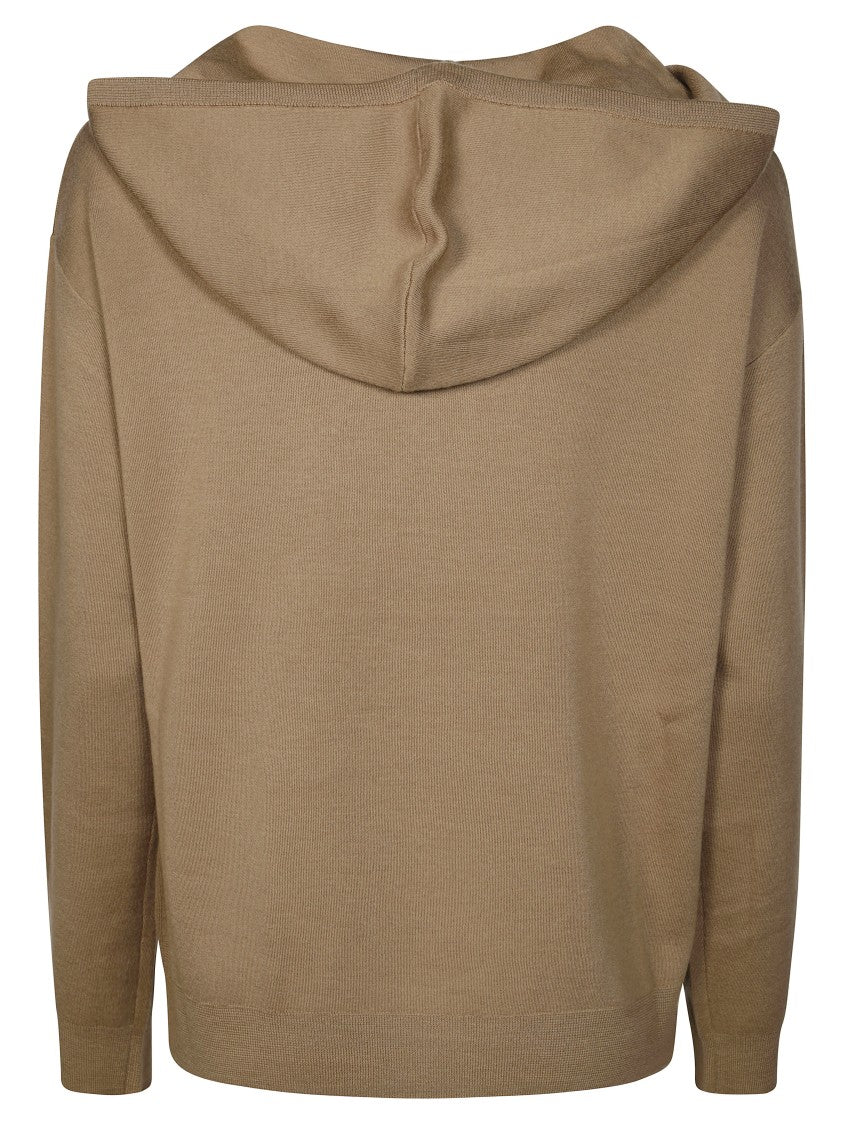 Max Mara Relaxed Fit Beige Hoodie With Bold Logo