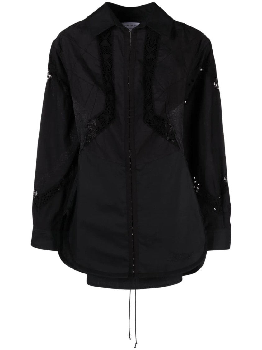 Marine Serre Tailored Black Linen Mini Dress
