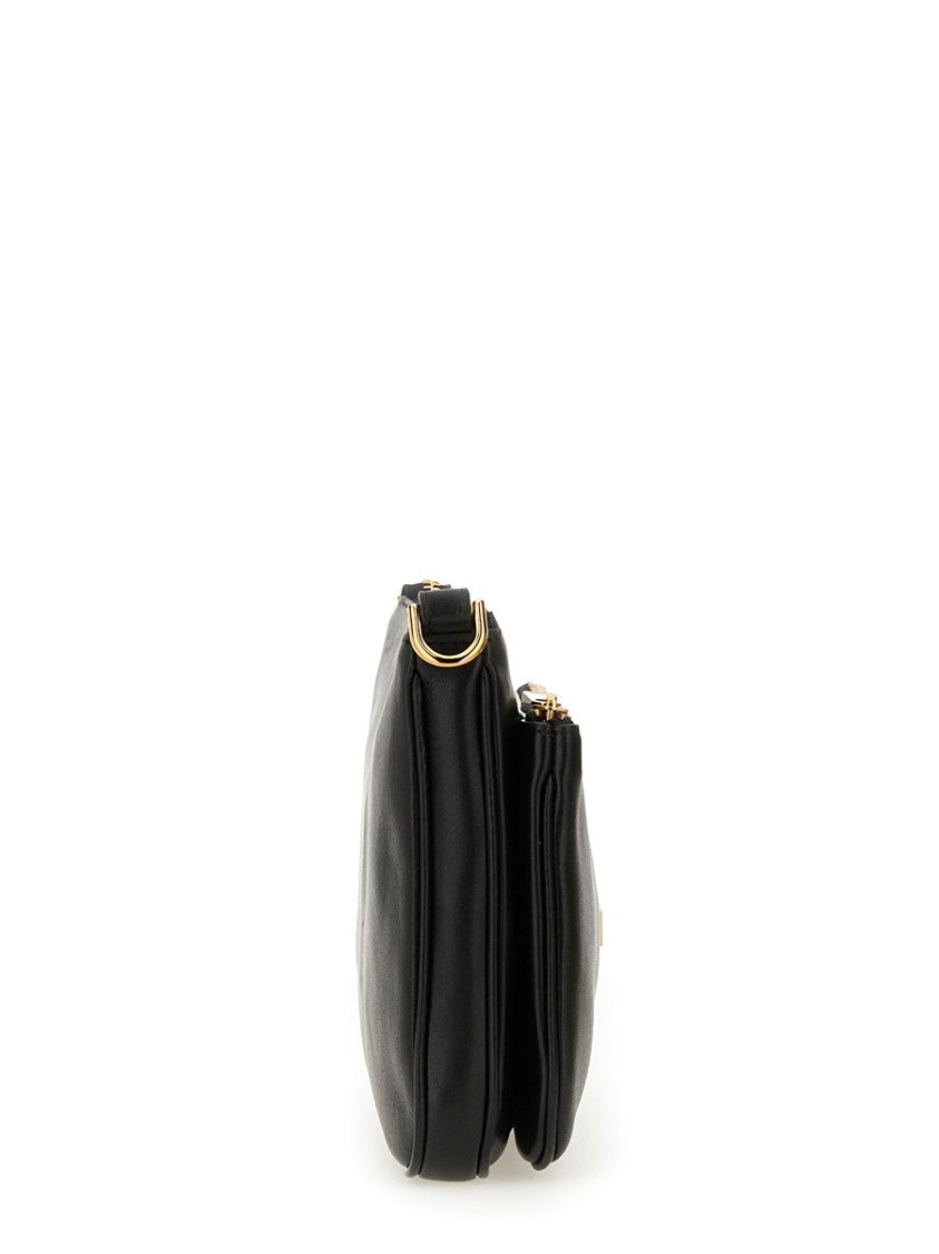 Versace "Tag" Lambskin Shoulder Bag With Prominent Logo