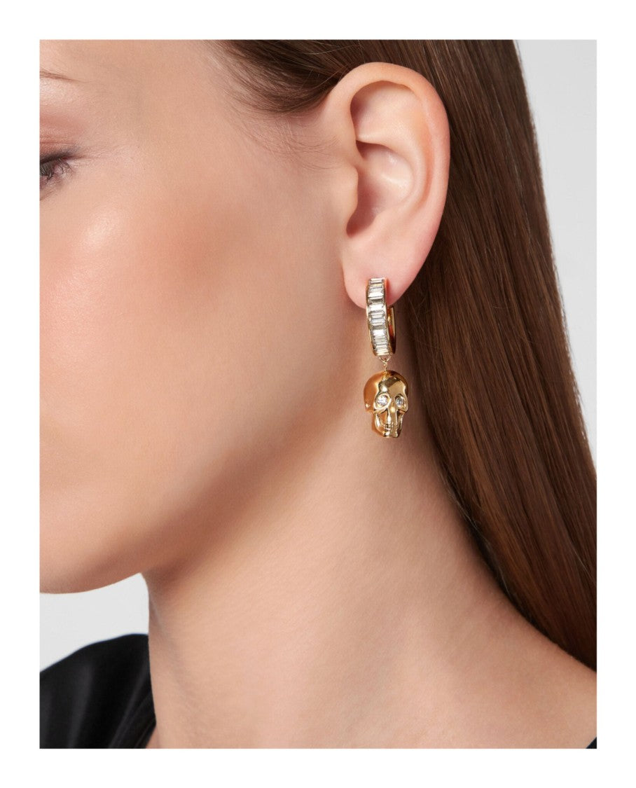 Philipp Plein Skull And Crown Earrings With 66 Preciosa Crystals