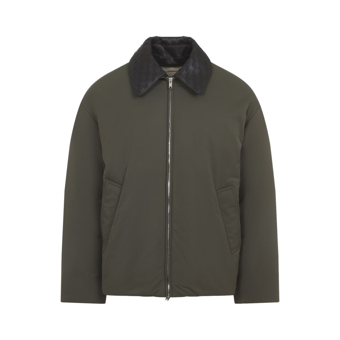 Bottega Veneta Lightweight Green Padded Jacket With Textured Collar