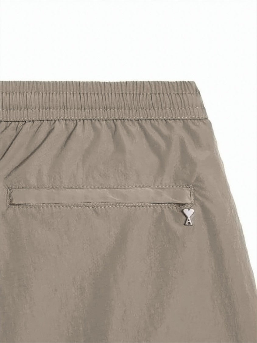Ami Streamlined Swim Shorts With Elastic Waistband And Heart Detail