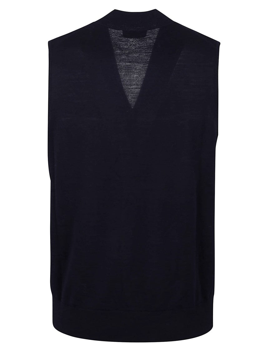 Ballantyne Blue Wool Fine-Knit Waistcoat