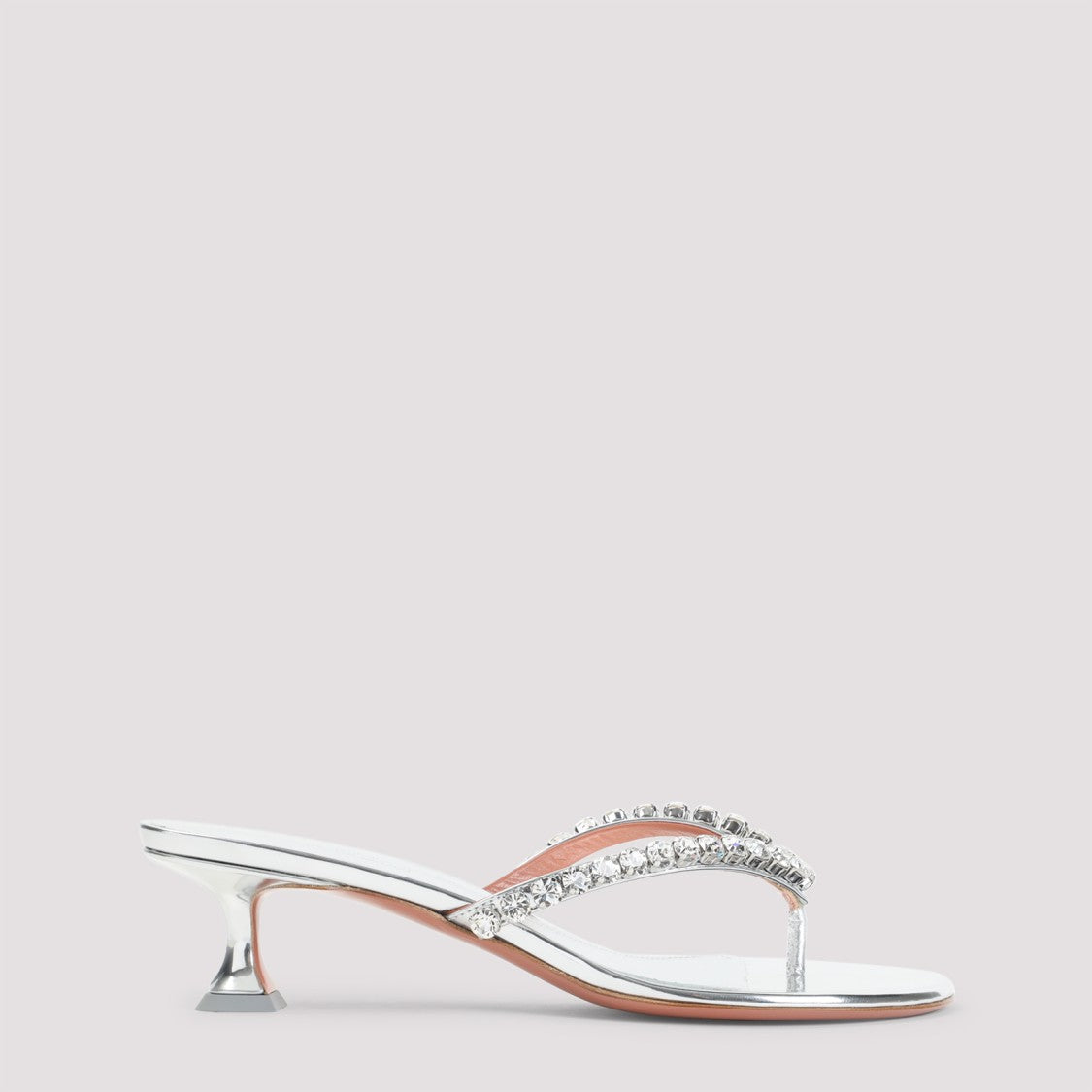 Amina Muaddi Leather Sandals With Crystal-Embellished Straps