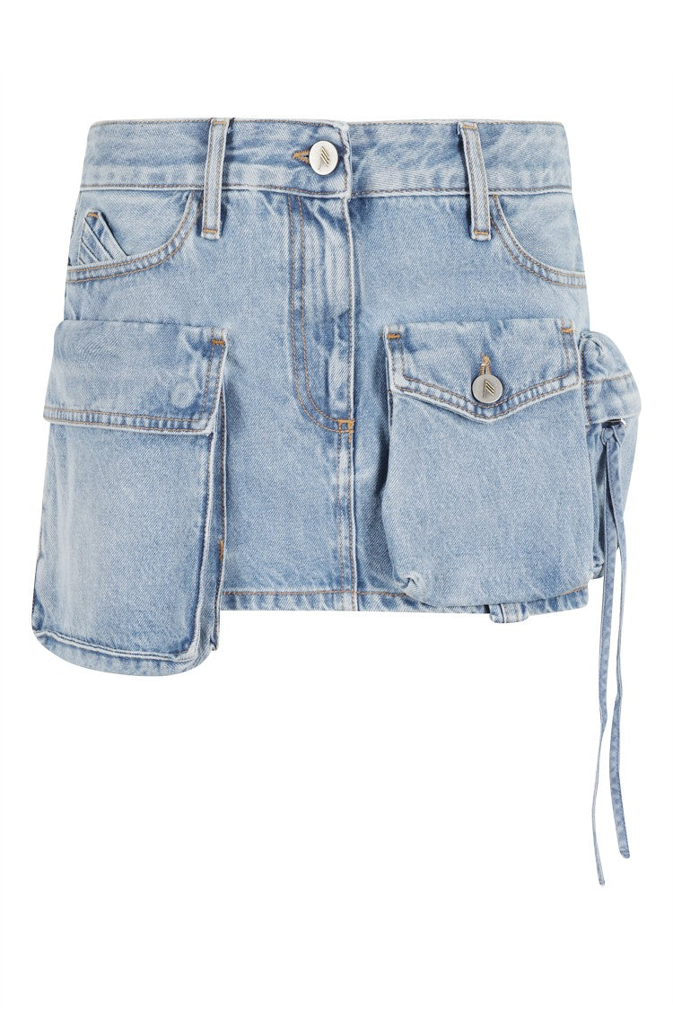 The Attico Light Blue High-Waisted Denim Mini Skirt