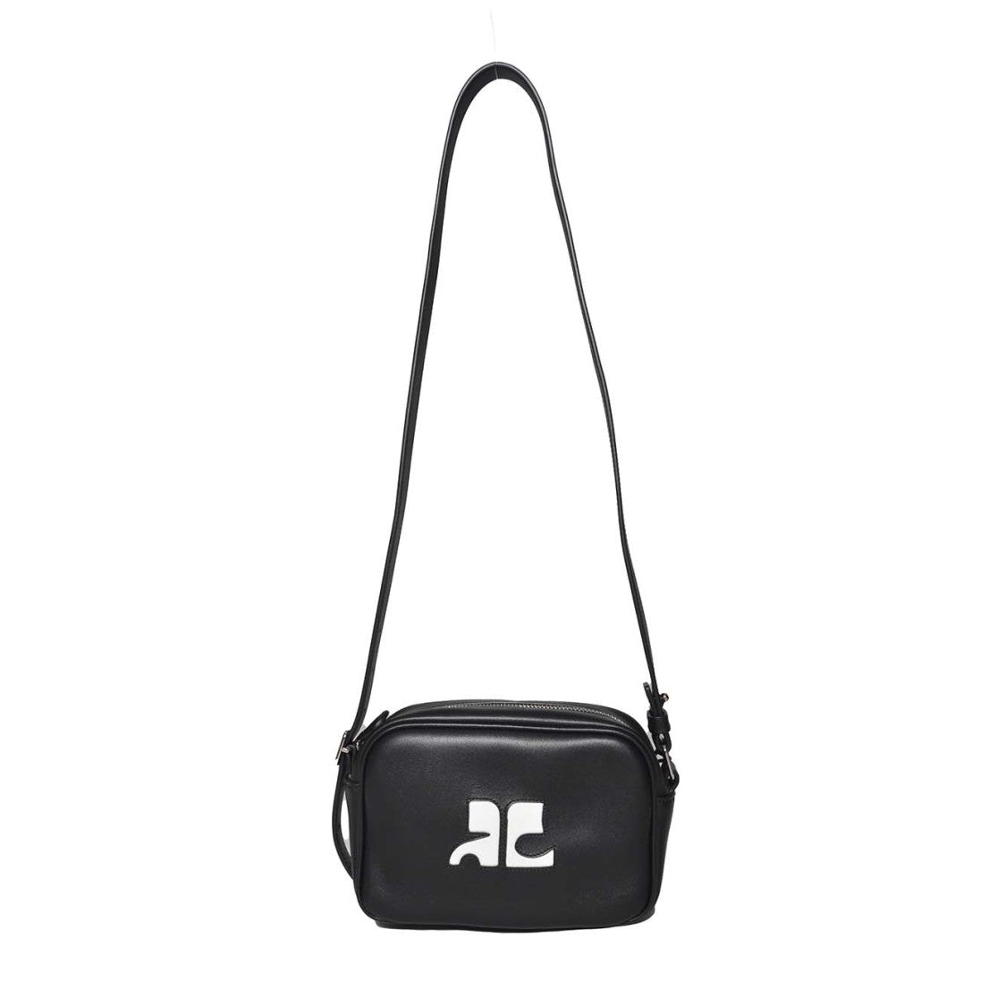 Courrèges Reedition Black Leather Shoulder Bag