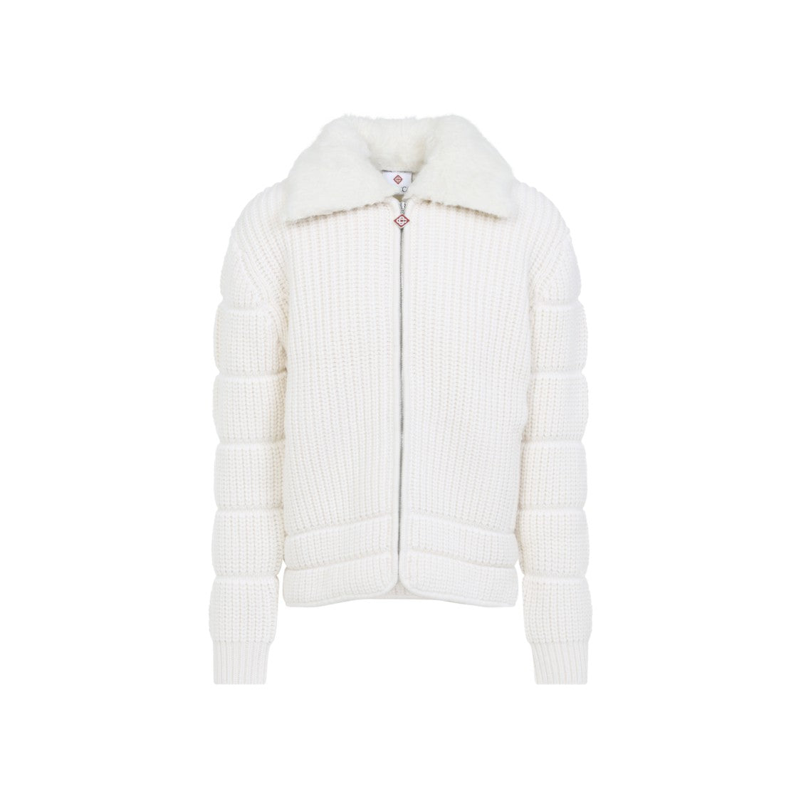Casablanca Chunky Ribbed Knitted Jacket With Padded Detailing