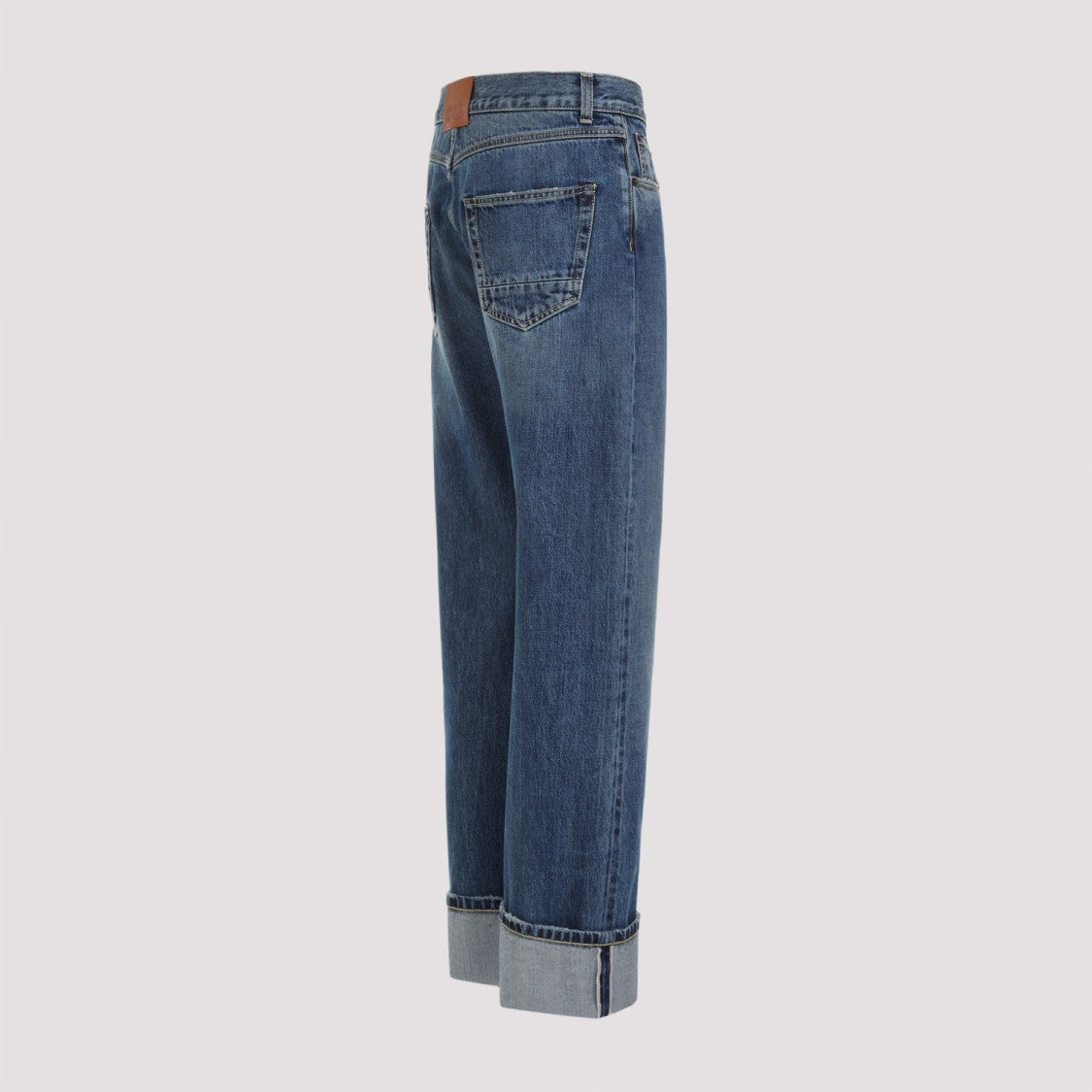 Alexander Mcqueen Blue Washed Cotton Jeans With Concealed Fastening