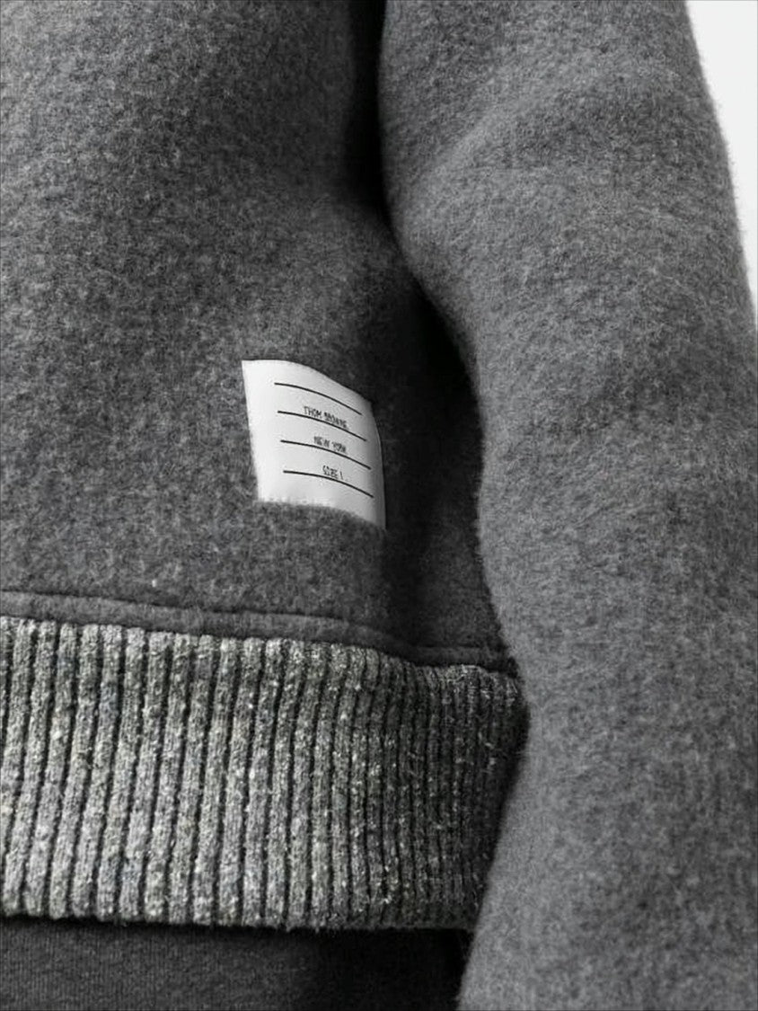 Thom Browne Relaxed Fit Wool Sweater With Ribbed Details