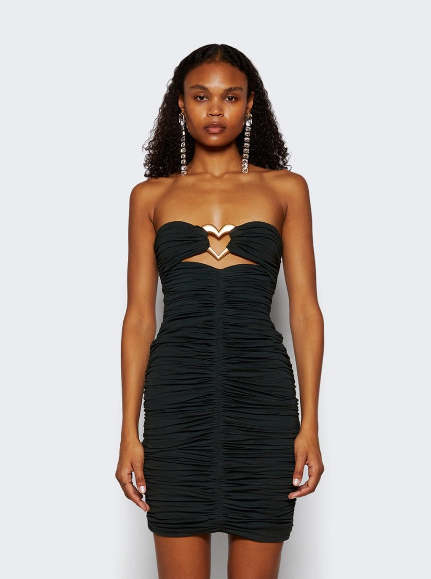 Area Heart Ruched Strapless Mini Dress Green