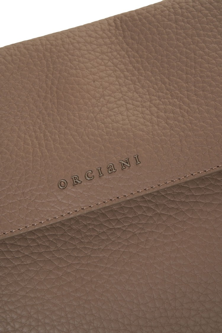 Orciani Hammered Leather Shoulder Bag With Chain Strap