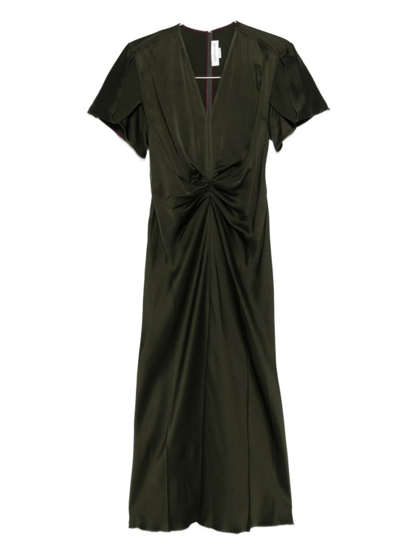 Victoria Beckham Midi Dress With Deep V-Neckline