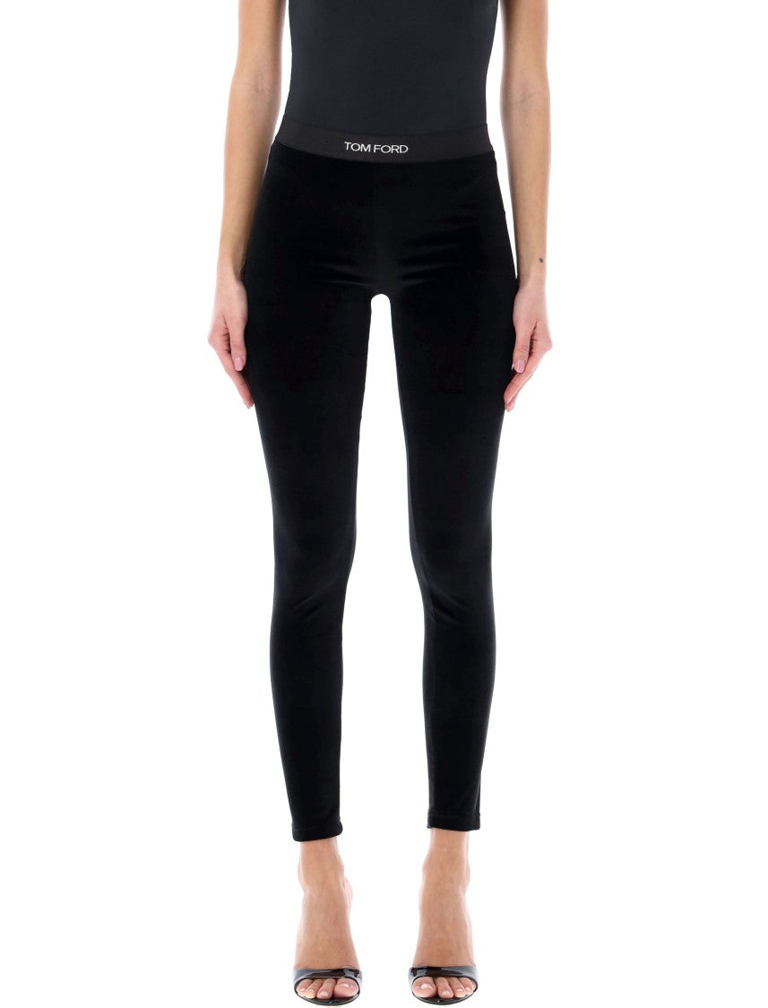 Tom Ford Form-Fitting Black Velour Leggings