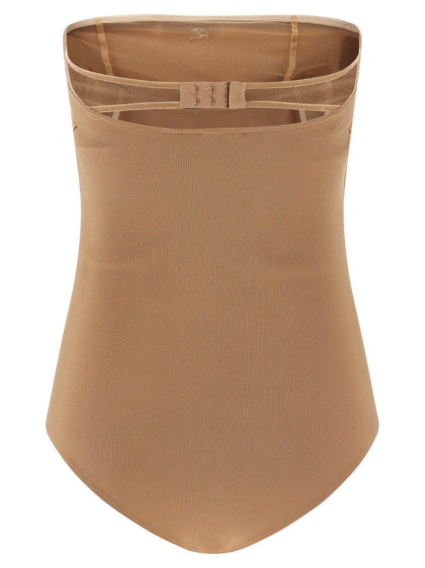 Courrèges Off-The-Shoulder Lingerie-Inspired Bodysuit With Logo Embroidery