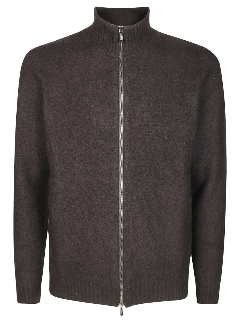 Drumhor Textured Knit Zip-Up Cardigan In Soft Lambswool