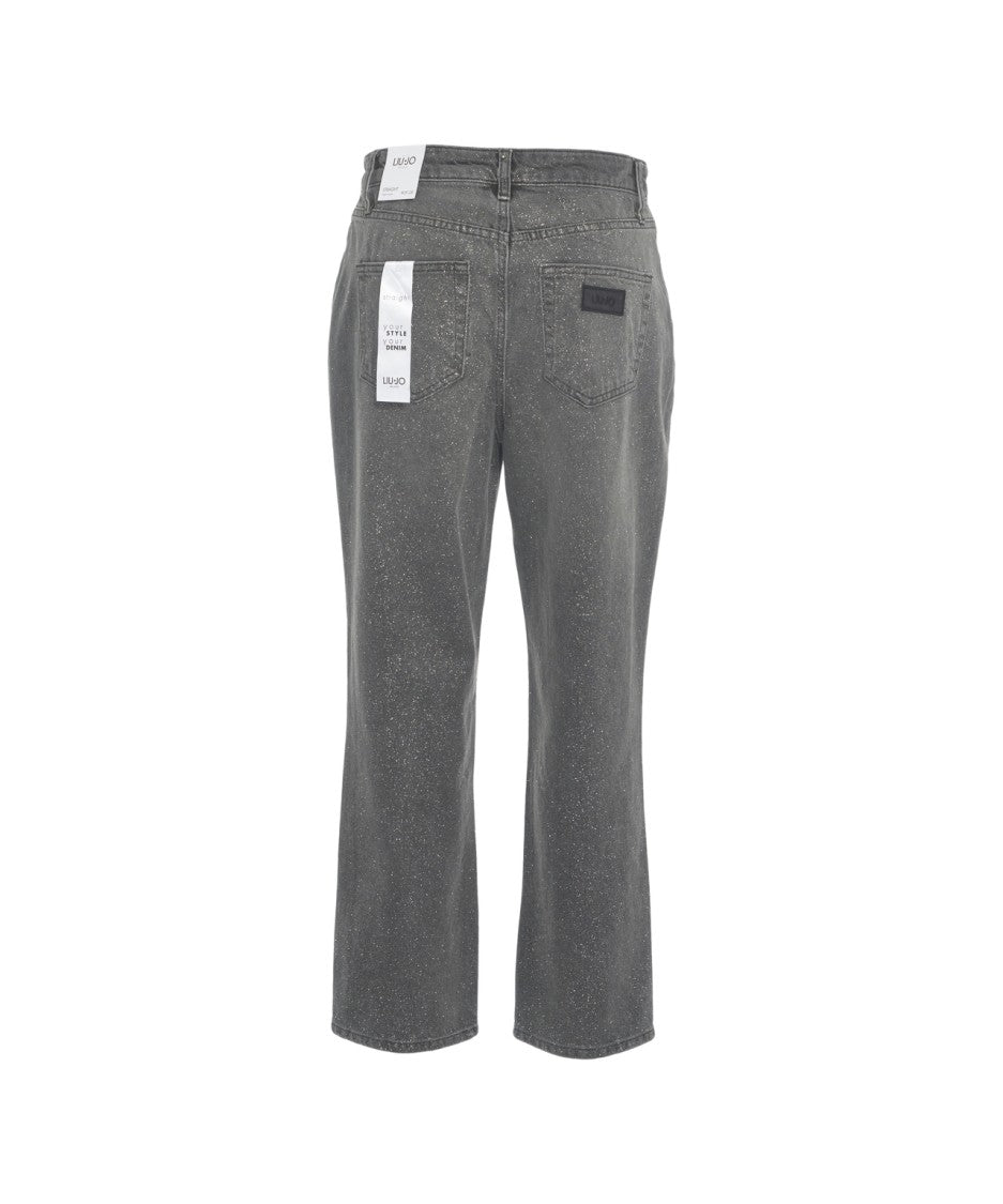 Liu Jo Straight-Cut Glitter Finish Jeans