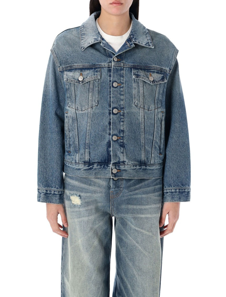Mm6 By Maison Margiela Blue Sleeve Cut Denim Jacket