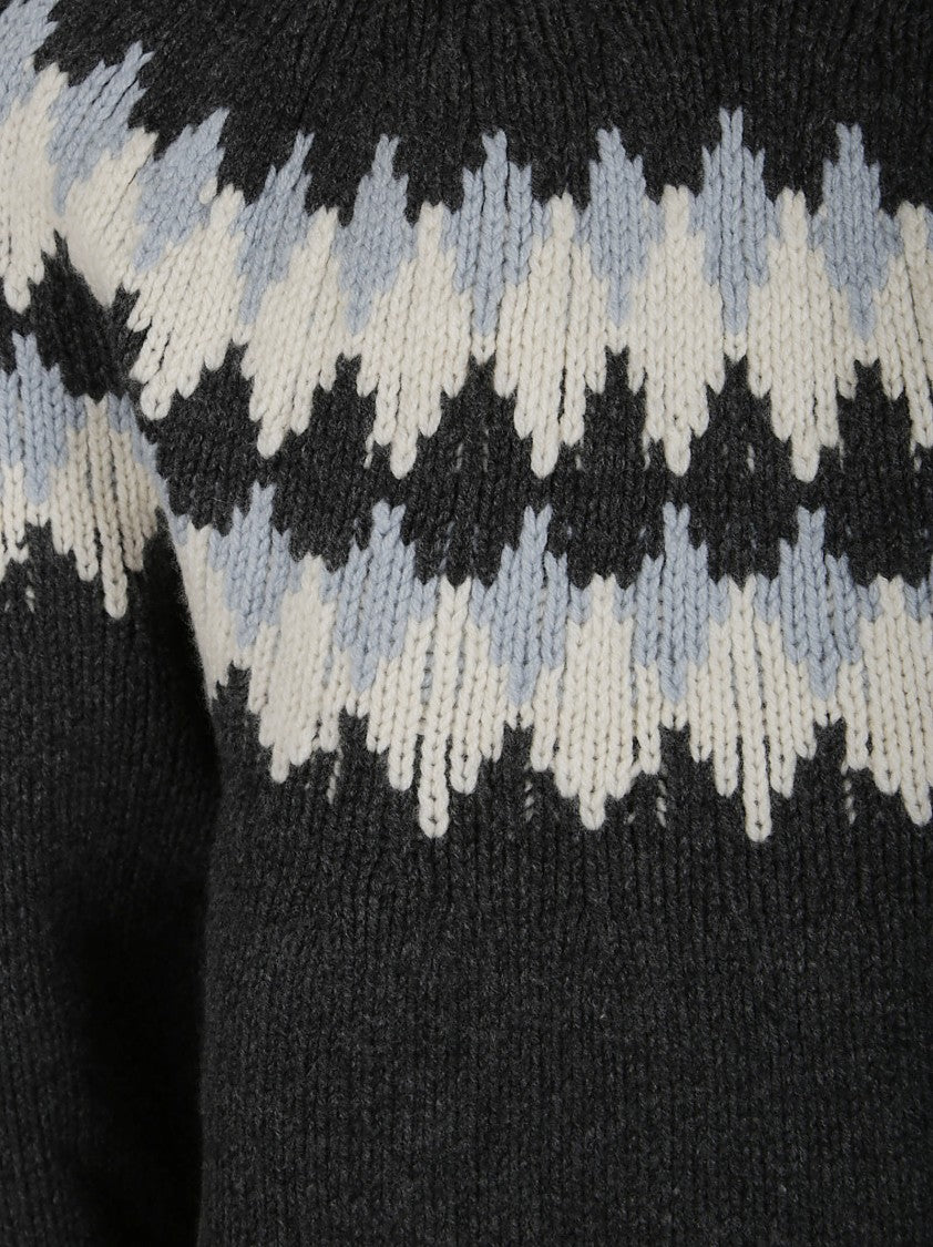 Alanui Regular Fit Multicolour Geometric Knit Sweater