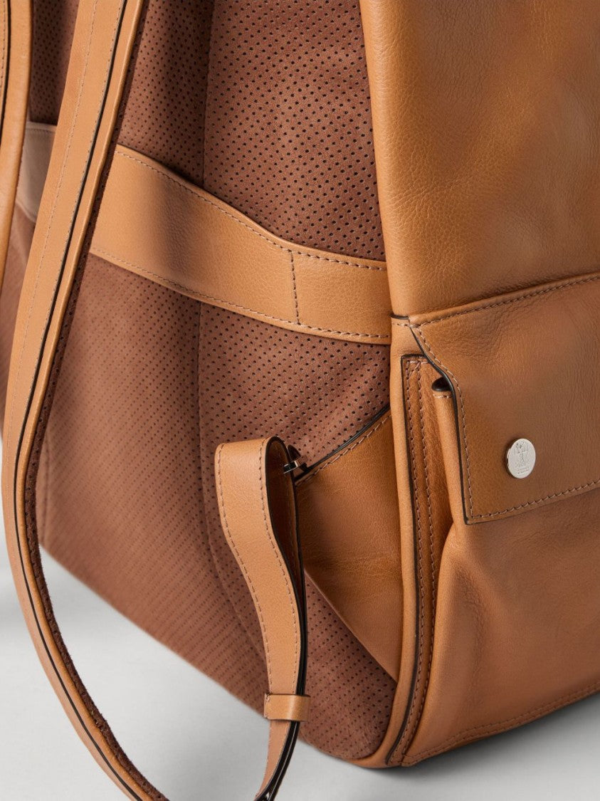 Brunello Cucinelli Structured Leather Backpack With Interior Organizational Pockets