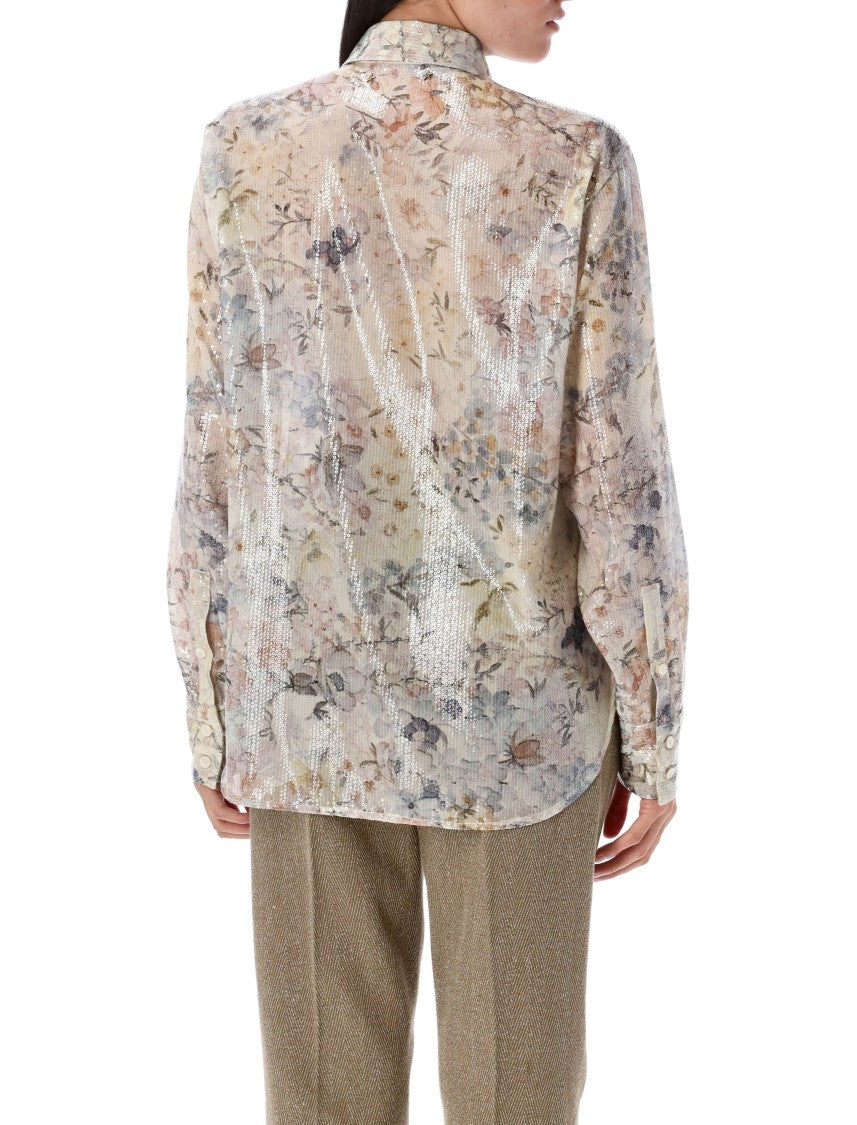 Golden Goose Long-Sleeved Button-Up Shirt With Floral Print