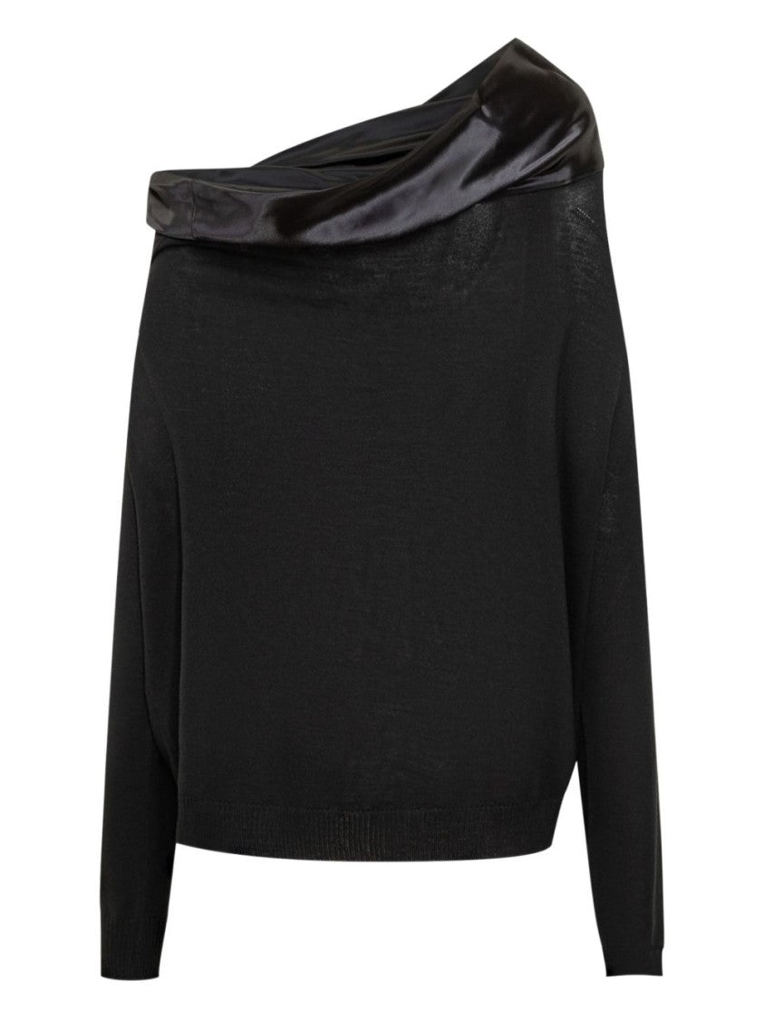 Alberta Ferretti Asymmetric Neckline Virgin Wool Sweater