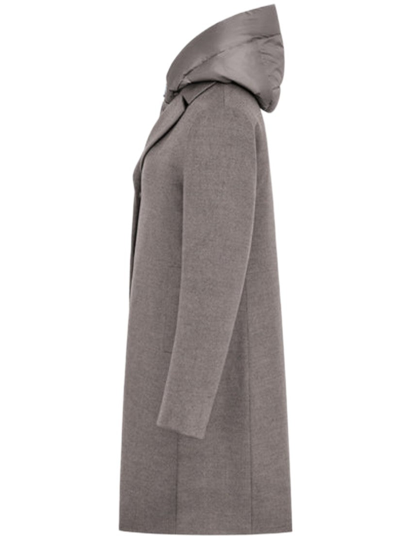 Duno Technical Wool Coat With Down Insulation And Detachable Hood