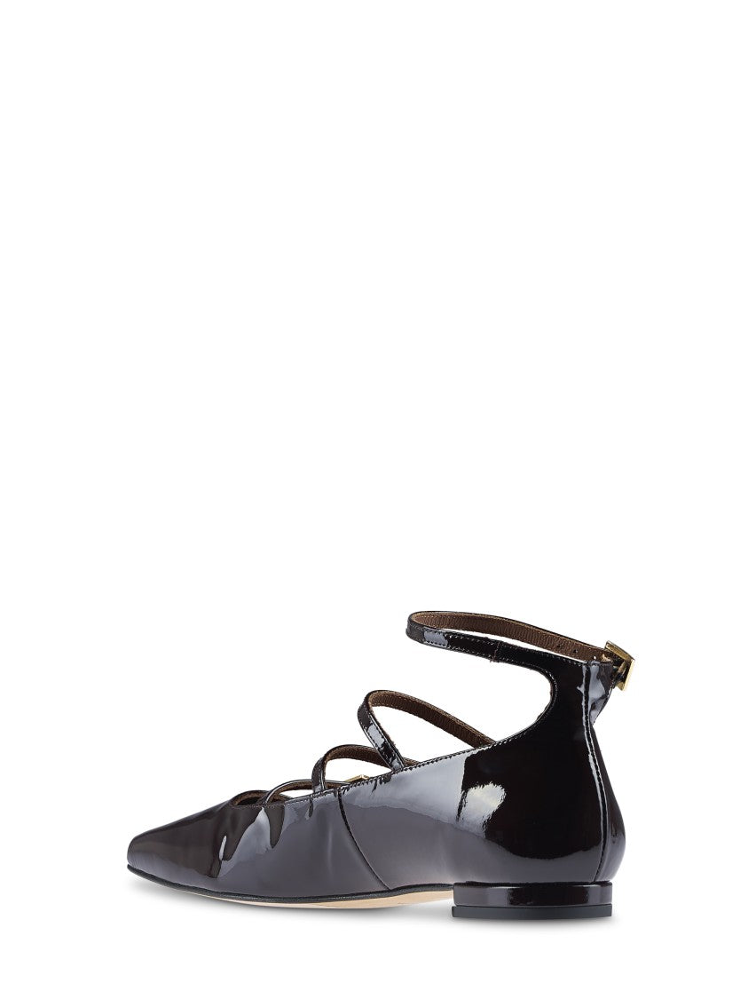 Alohas Pointed-Toe Ballet Flats With Gold Buckle Accents