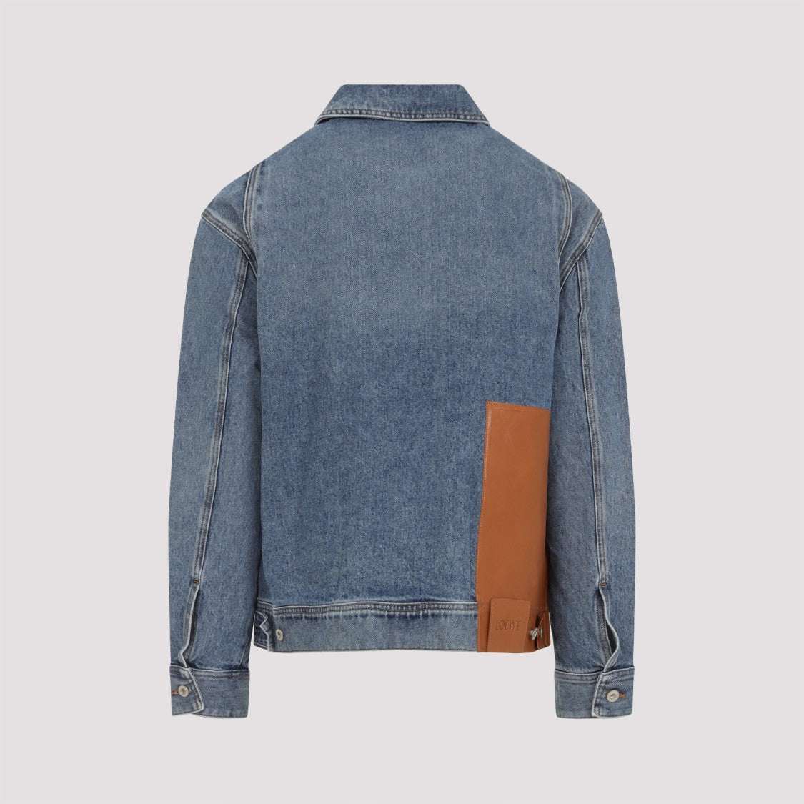 Loewe Button-Up Blue Jacket With Unique Leather Panel