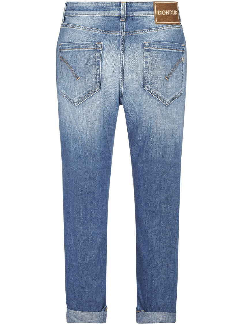 Dondup Light Blue High-Waisted Denim Trousers