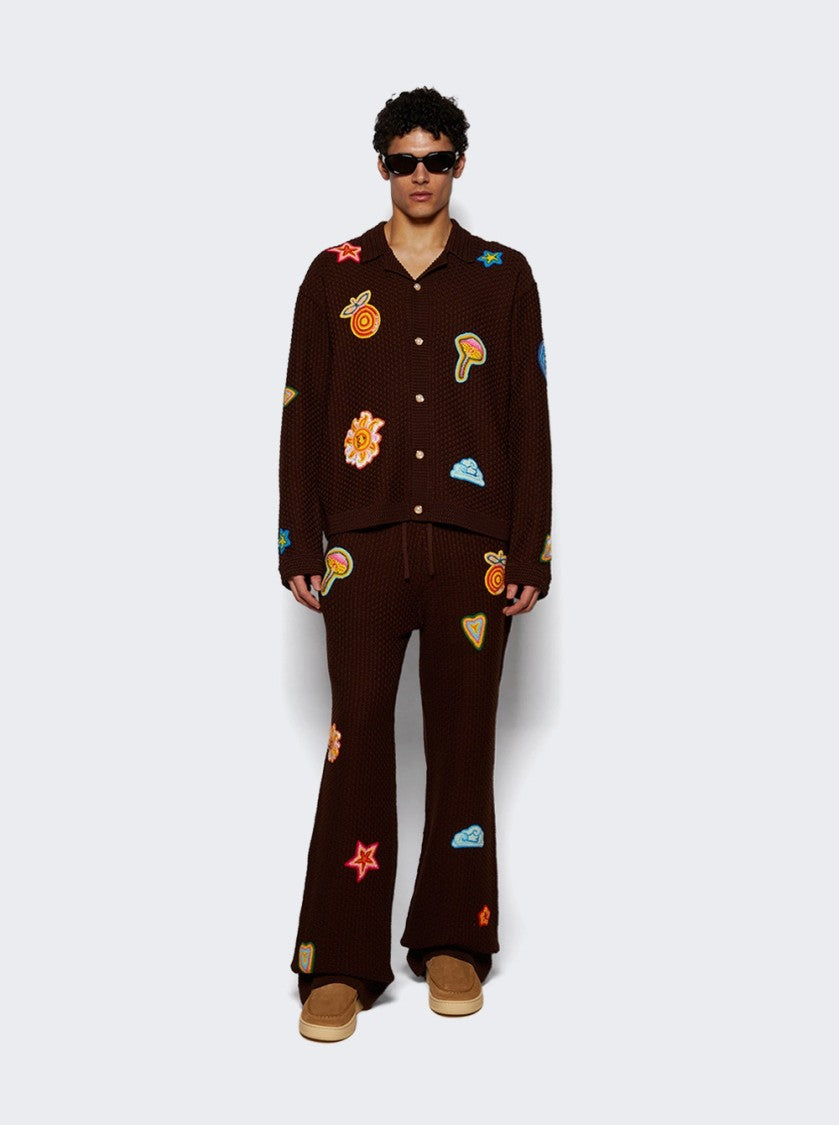 Casablanca Crochet Shirt With Patches Brown