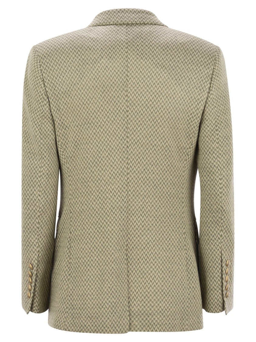 Saulina Angelica - Herringbone Two-Button Blazer