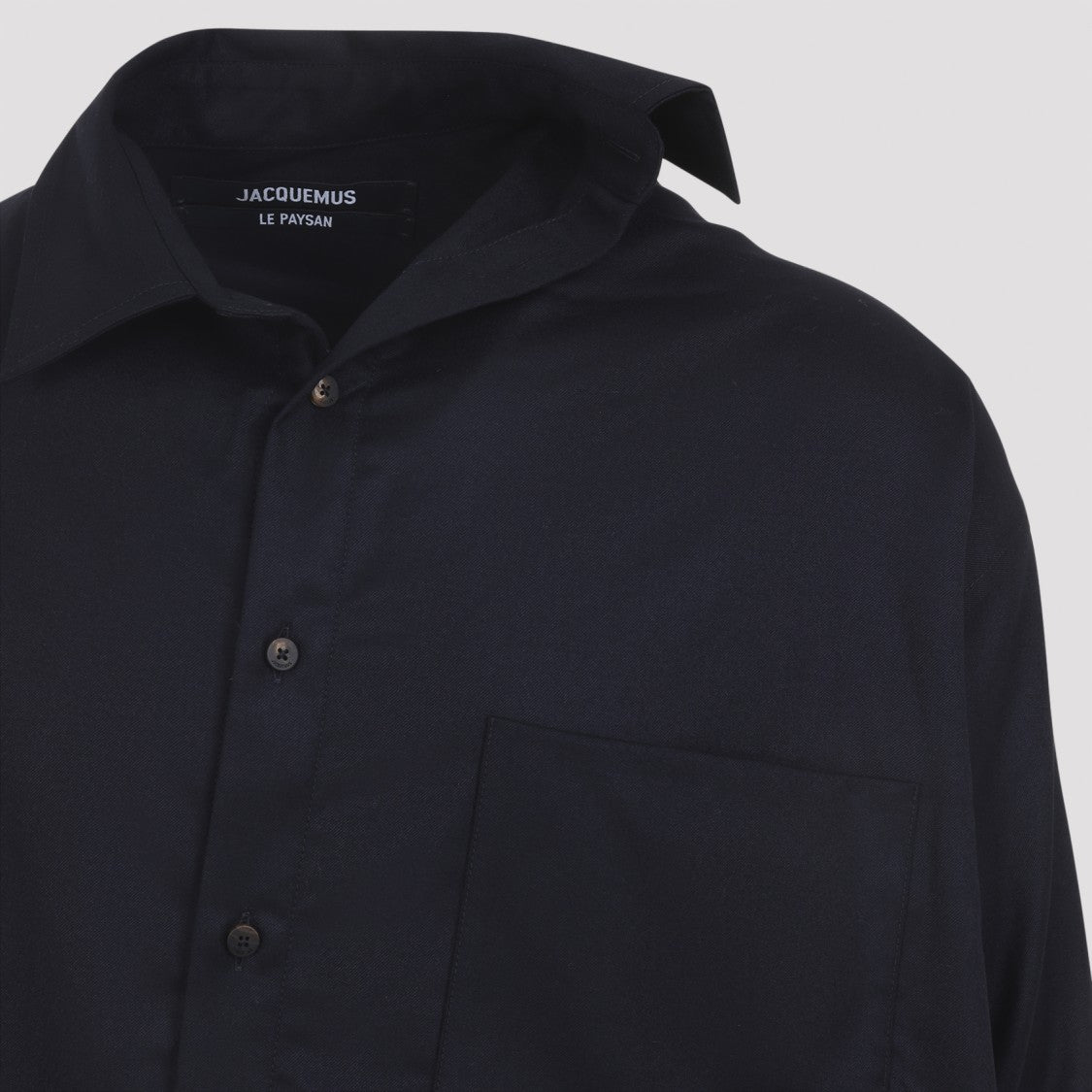 Jacquemus La Chemis Cuadro Navy Blue Virgin Wool Shirt