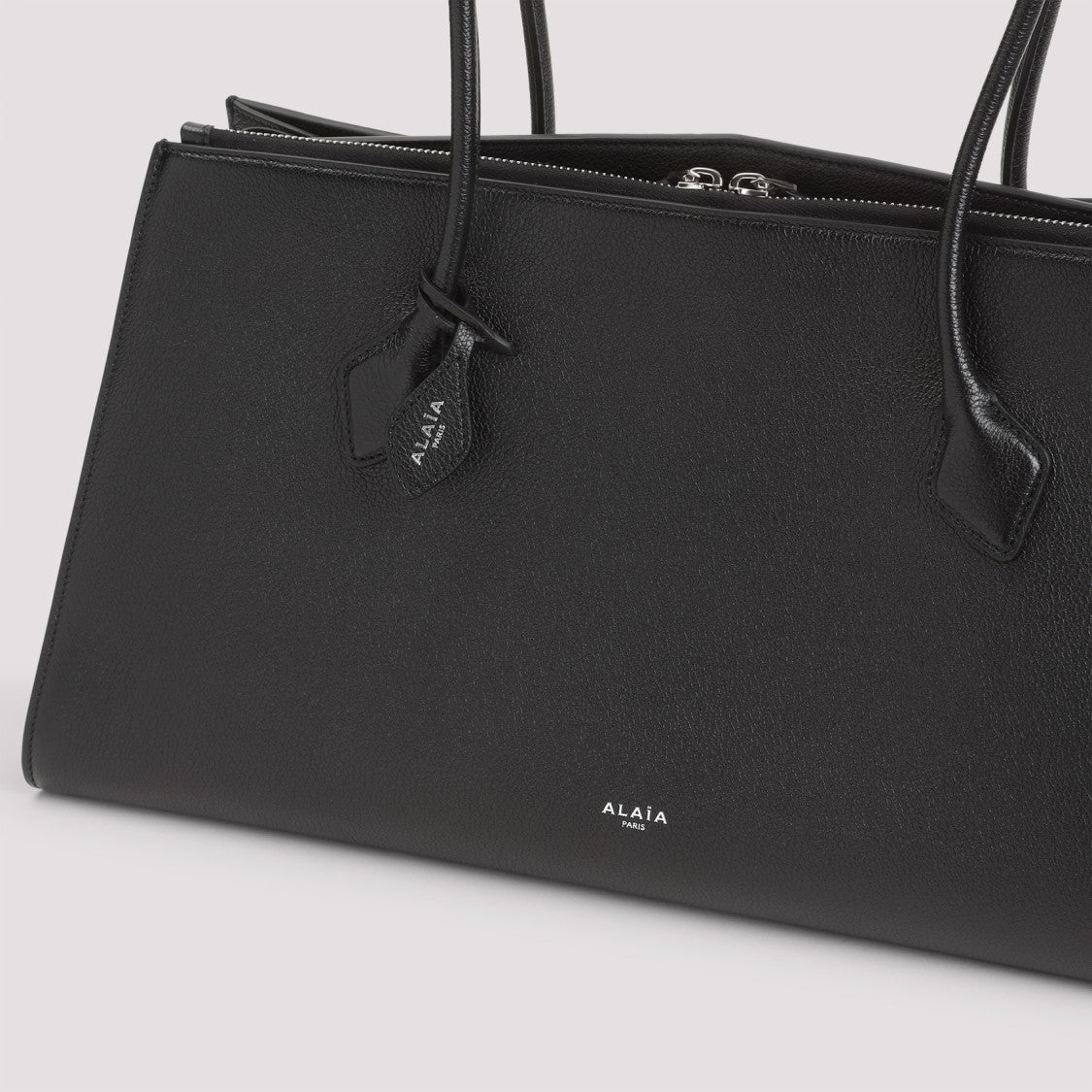 Alaïa Structured Black Shoulder Bag In Grained Leather
