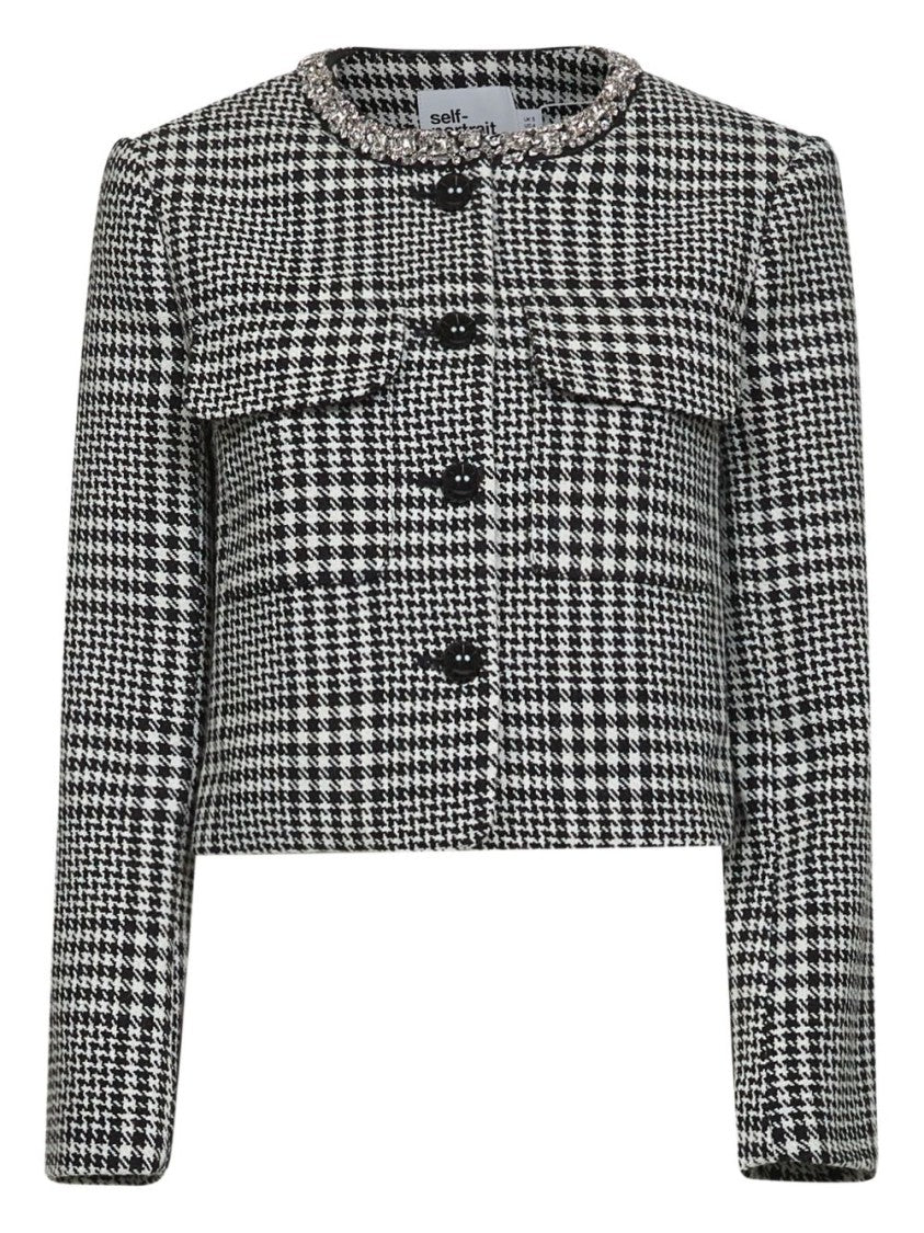 Self-Portrait Cropped Tailored Jacket With Black