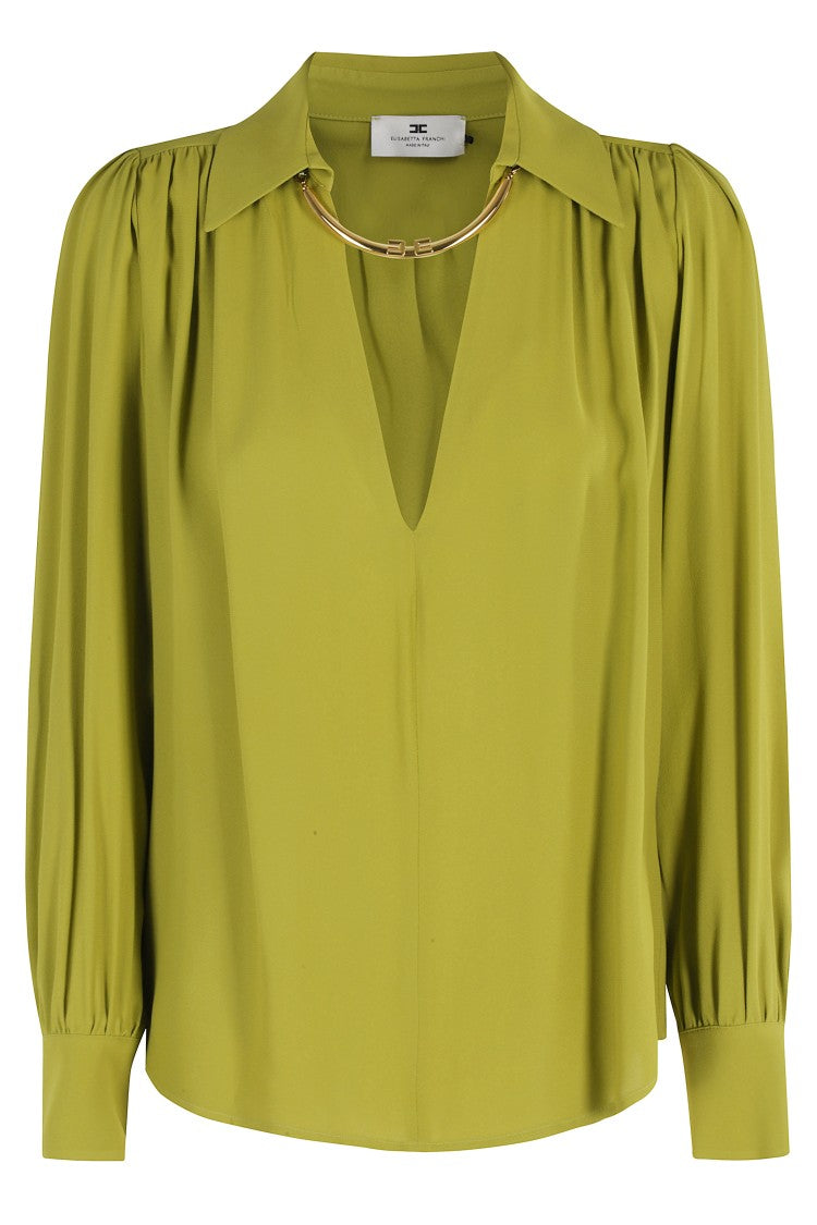 Elisabetta Franchi Long-Sleeved Blouse With Classic Collar