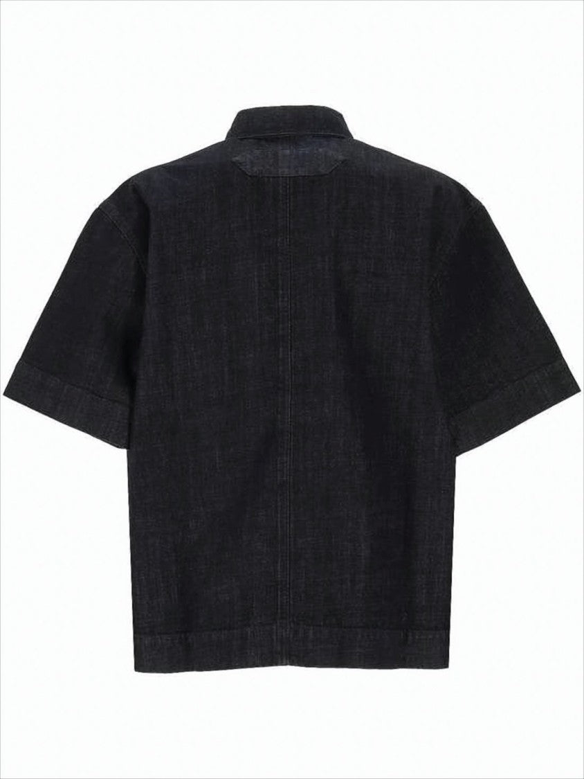 Jacquemus Cropped Boxy Cotton Shirt With Classic Collar And Embroidered Pocket