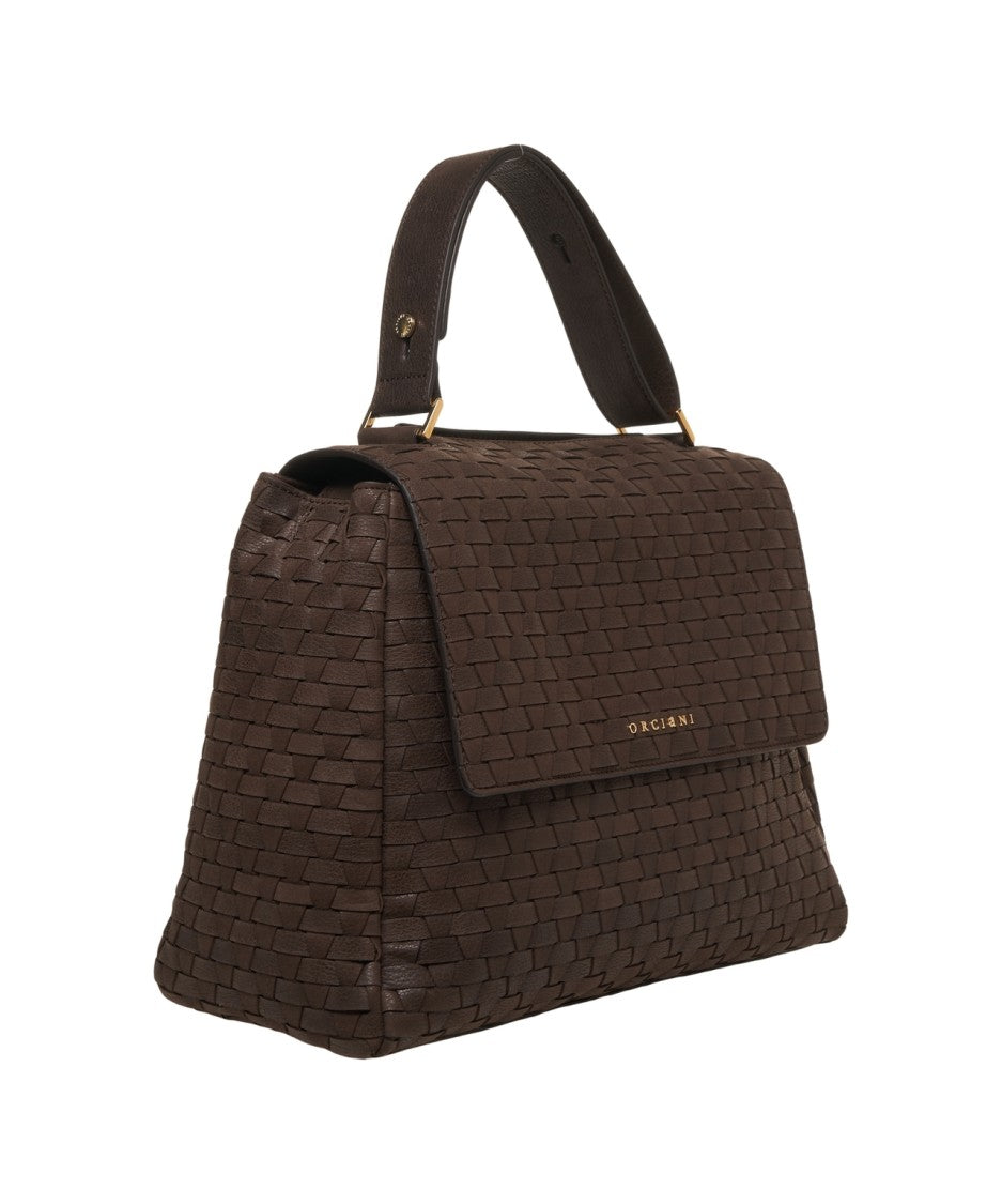 Orciani Woven Leather Structured Handbag With Versatile Carrying Options