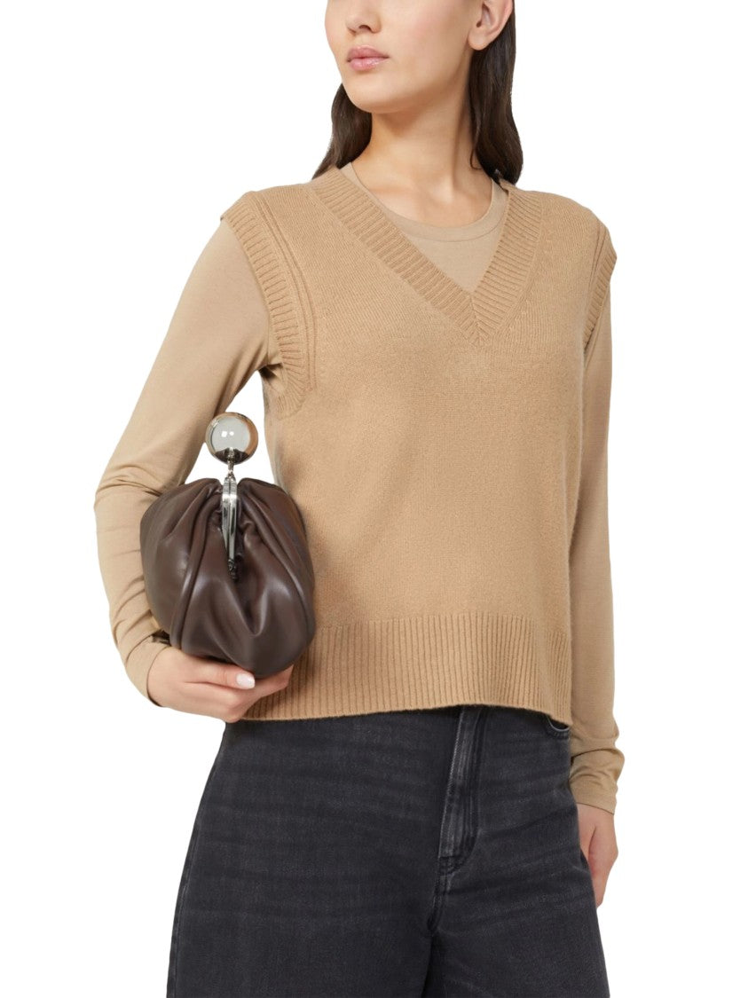 Max Mara Classic Cashmere Sweater In Camel Tone