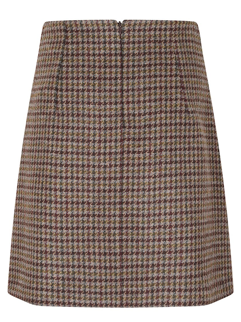 Max Mara Houndstooth Wool Blend Mini Skirt