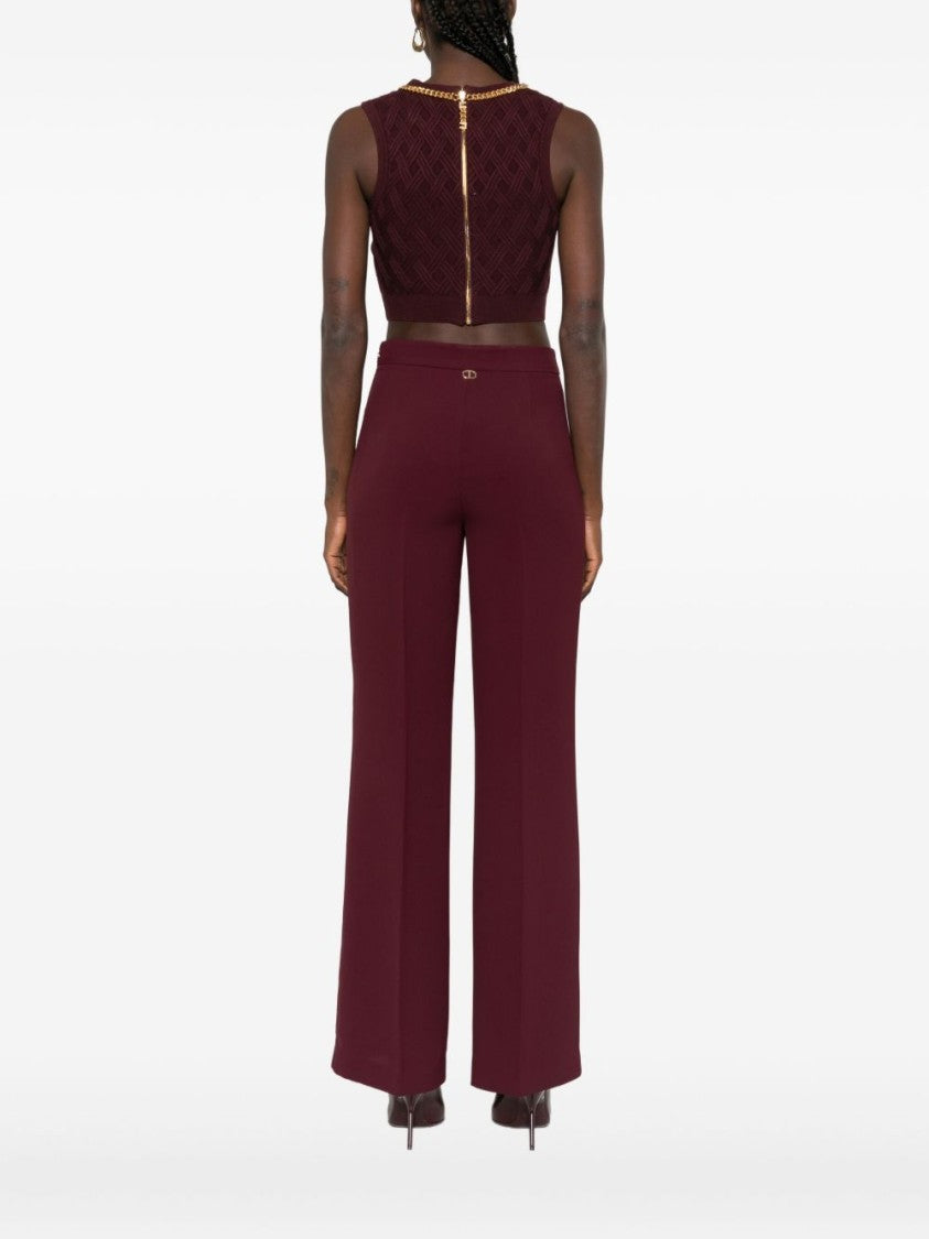 Elisabetta Franchi Textured Geometric Crop Top