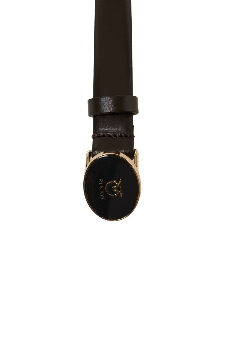 Pinko Leather Belt With Logo Buckle