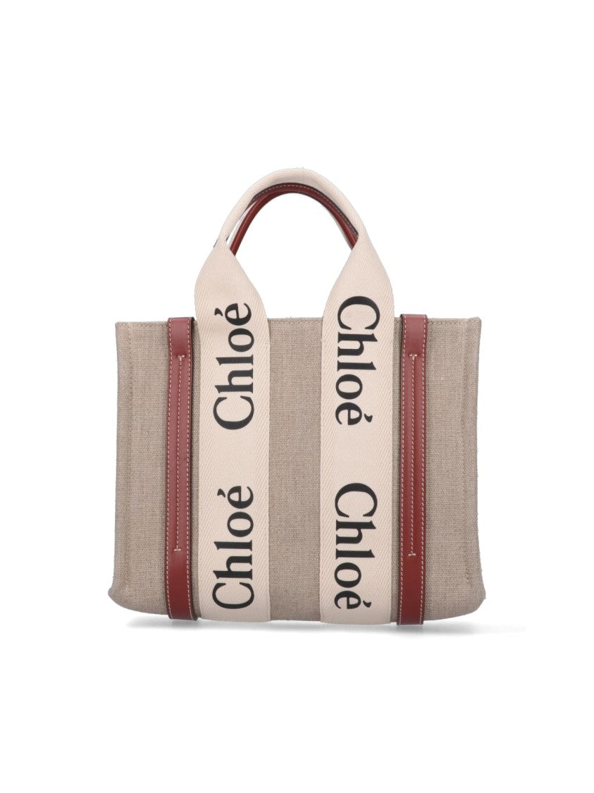 Chloé Structured White Handbag With Bold Branding