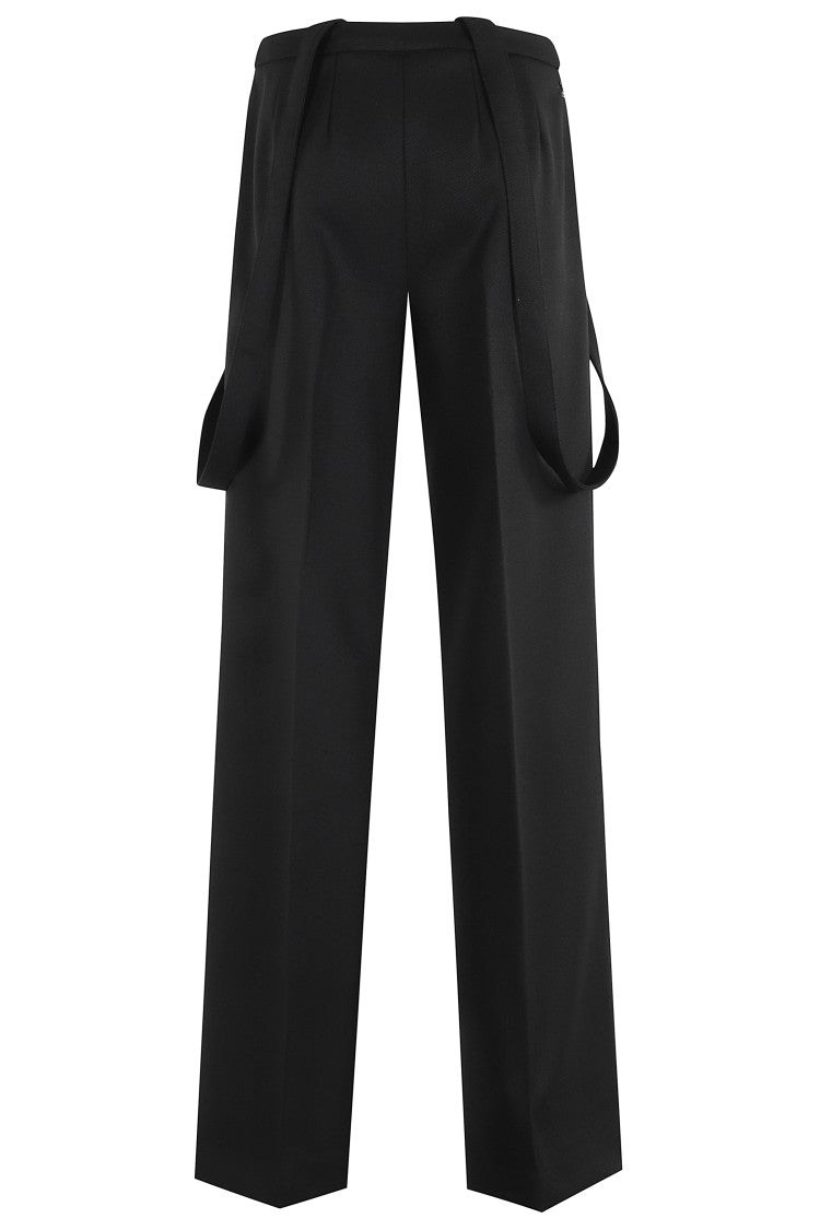 Dondup Wide-Leg Virgin Wool Trousers With Removable Suspenders