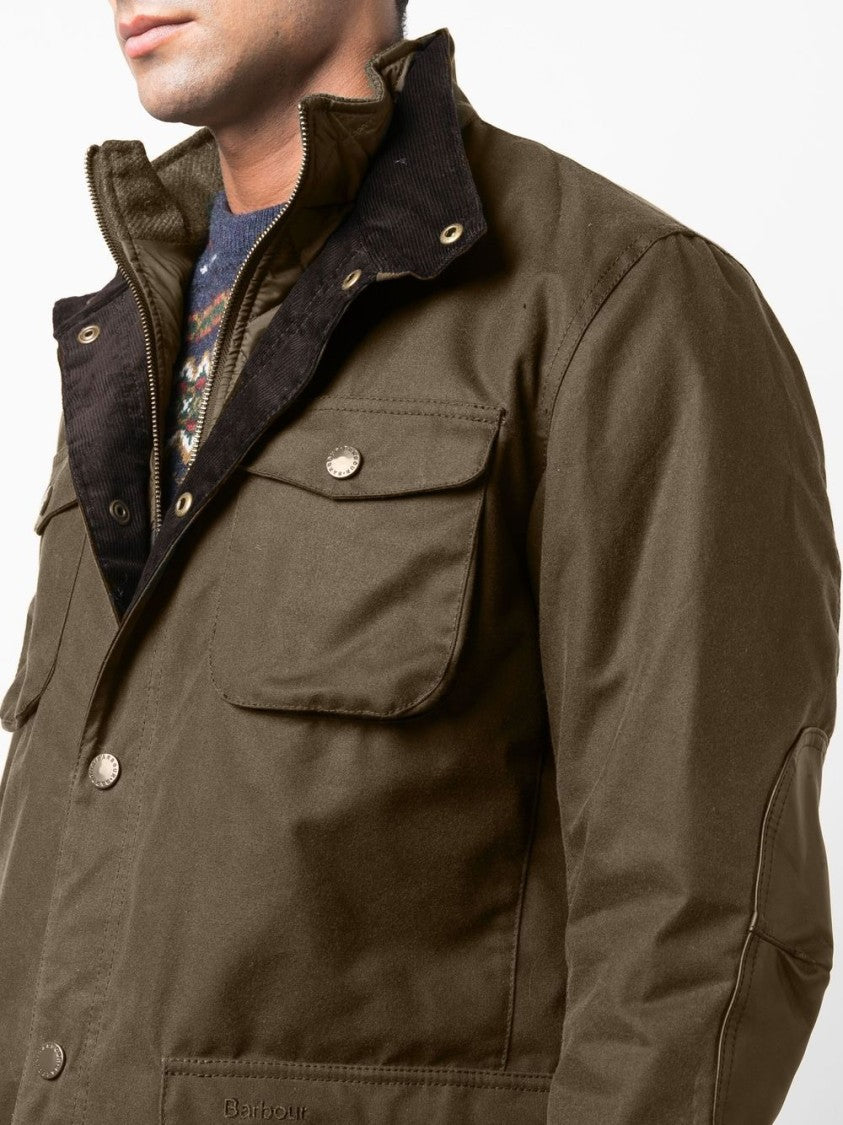 Barbour Deep Olive Green Jacket With Corduroy Lining