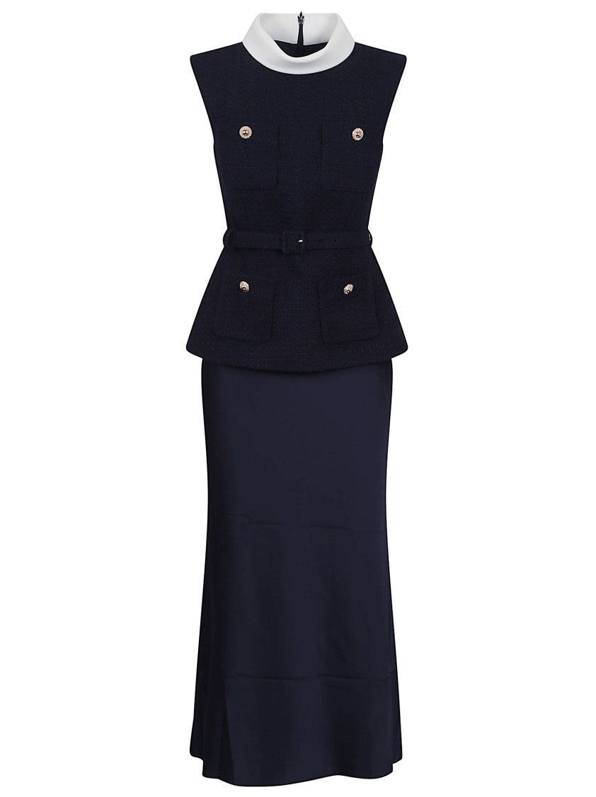 Self-Portrait Structured Bouclé Midi Dress