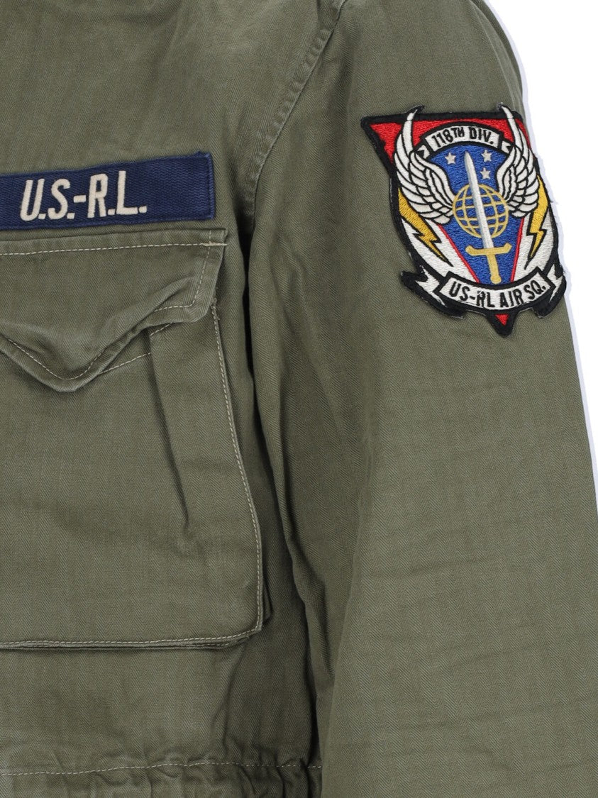 Polo Ralph Lauren Green Cotton Military Jacket With Patch