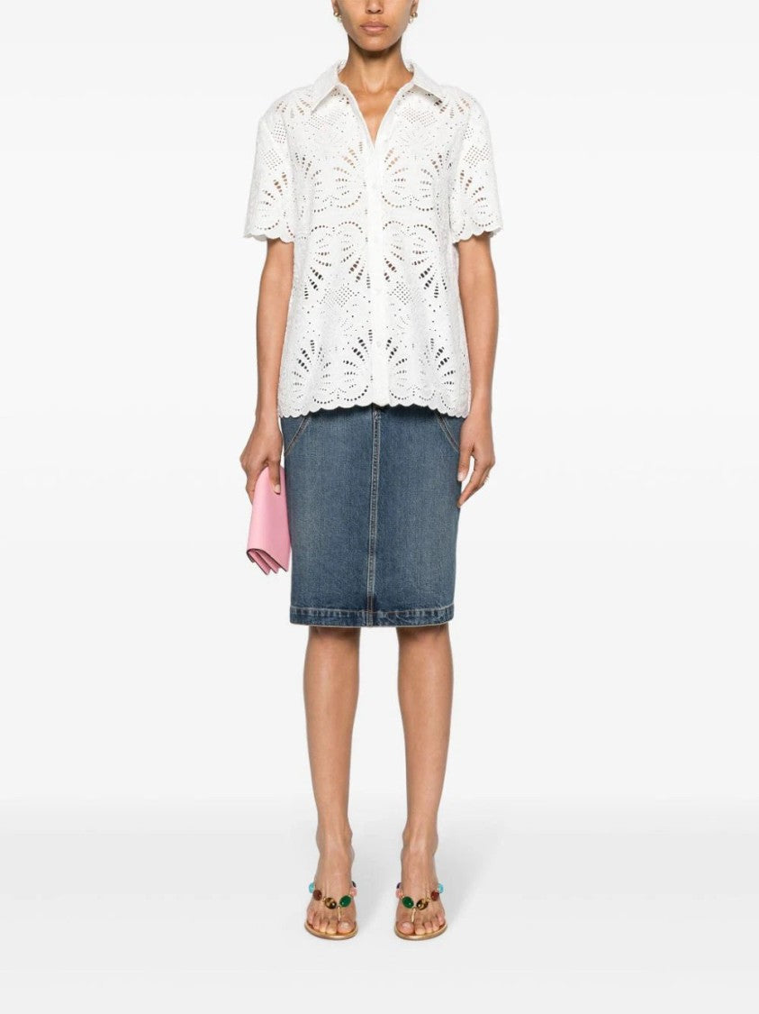 Self-Portrait Broderie-Anglaise Cotton Shirt