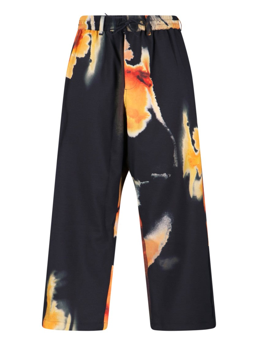 Y-3 Sporty Black Pants With Abstract Orange Print