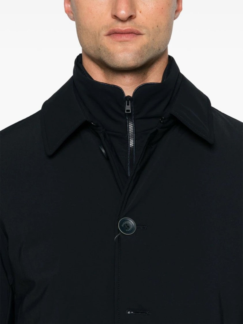 Herno Medium-Length Structured Coat With Button-Up Front