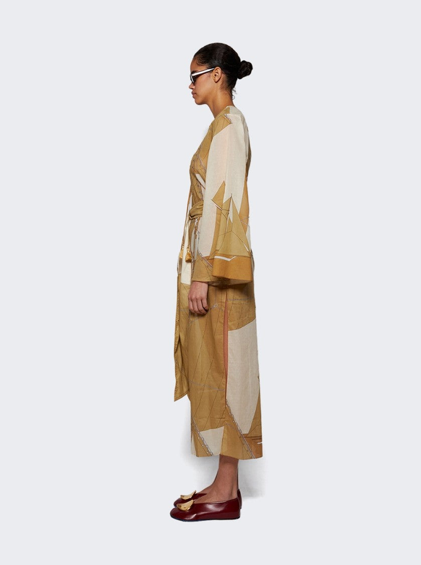 Johanna Ortiz Aqua Cruiser Tunic Dress Sand And Ecru